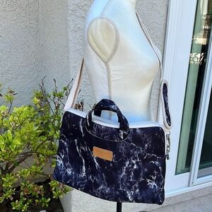 Canvaslife Black Marble Pattern Waterproof Laptop Shoulder Bag.